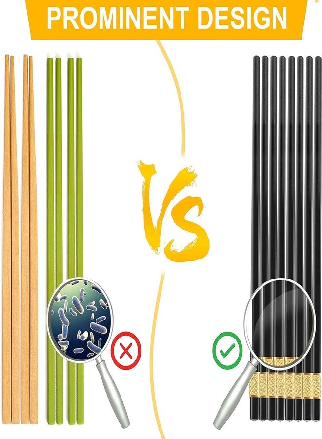 Eagean 1 Pair Reusable Fiberglass Chopsticks - 9.5 Inch, Dishwasher Safe, Non-Slip, Easy to Use for Japanese, Chinese, Korean Food (Black) - Image 4